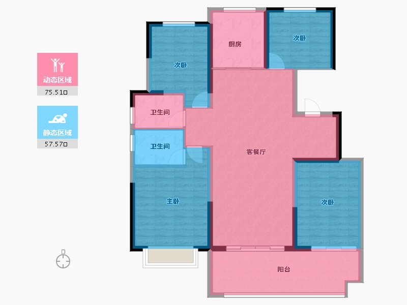 陕西省-西安市-领航悦宸-120.67-户型库-动静分区