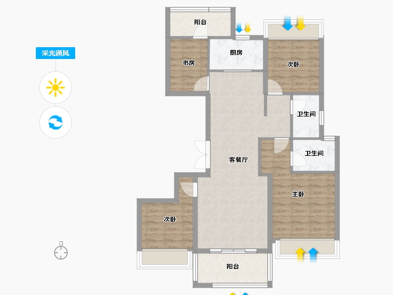 陕西省-西安市-万联锦绣翡翠湾-92.77-户型库-采光通风