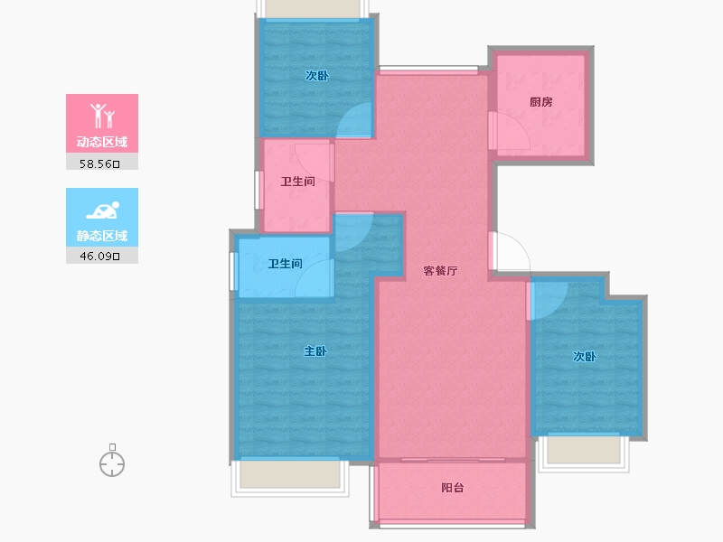 陕西省-西安市-万联锦绣翡翠湾-94.41-户型库-动静分区