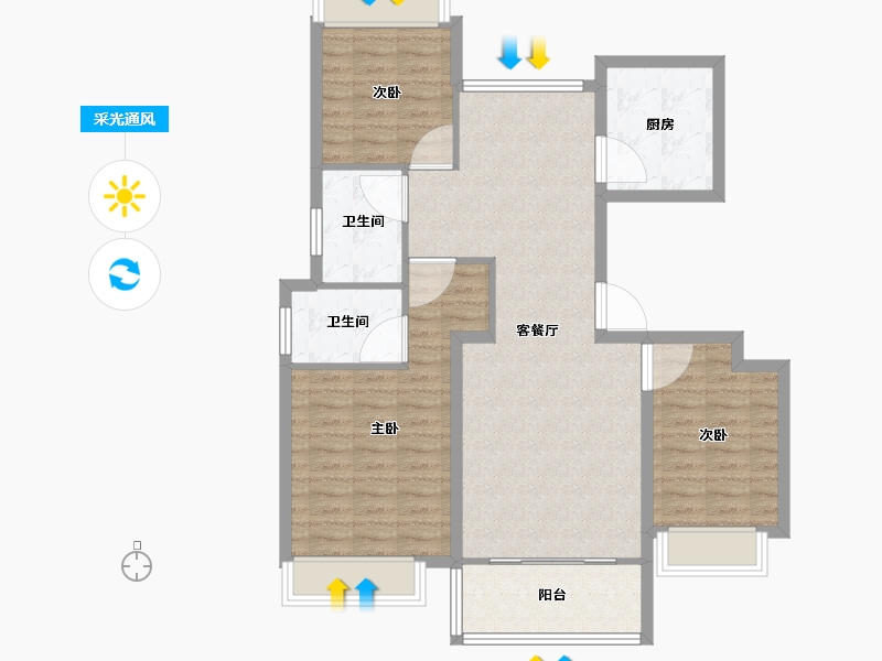 陕西省-西安市-万联锦绣翡翠湾-94.41-户型库-采光通风