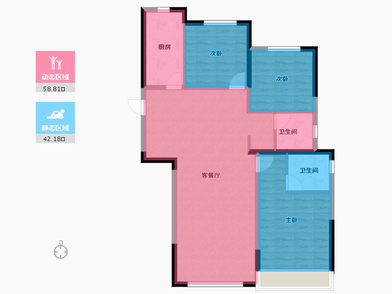 陕西省-西安市-绿地国港新里城-90.96-户型库-动静分区