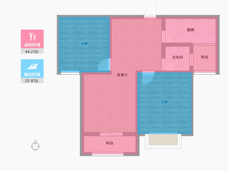 陕西省-西安市-崇立嶺秀城-61.53-户型库-动静分区