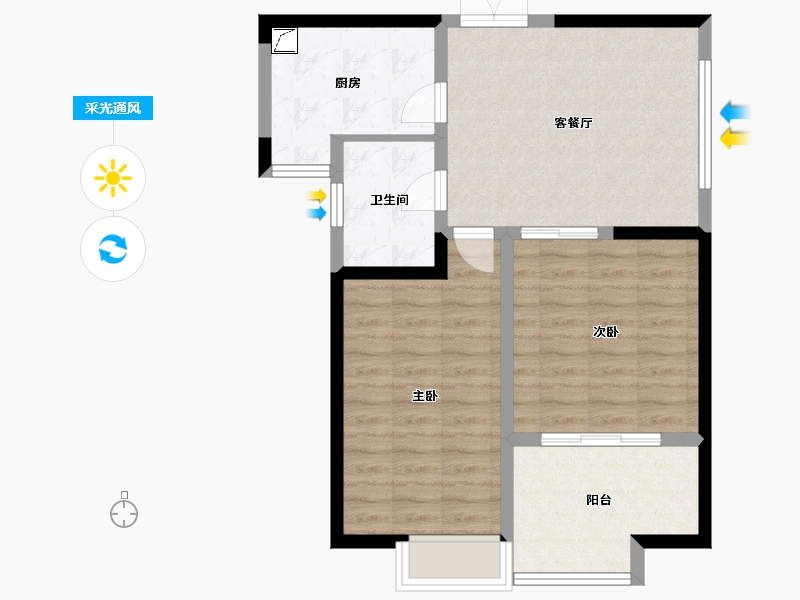 陕西省-西安市-星雨华府-70.56-户型库-采光通风