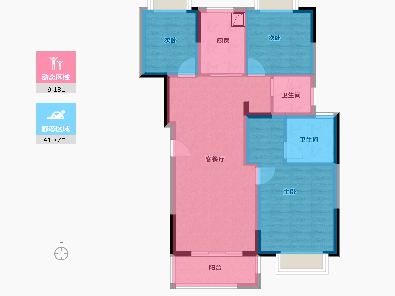 江苏省-无锡市-栖霞天樾府-80.62-户型库-动静分区