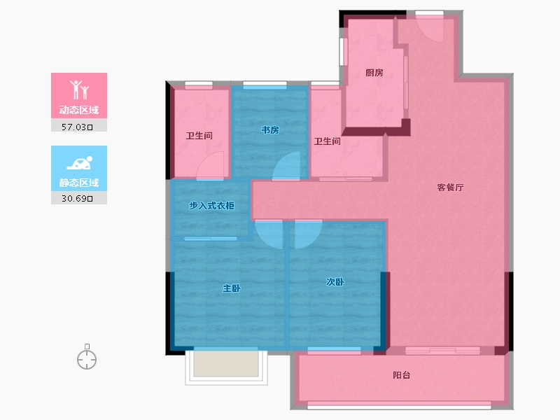 湖北省-武汉市-百瑞景滨江生活区-78.61-户型库-动静分区