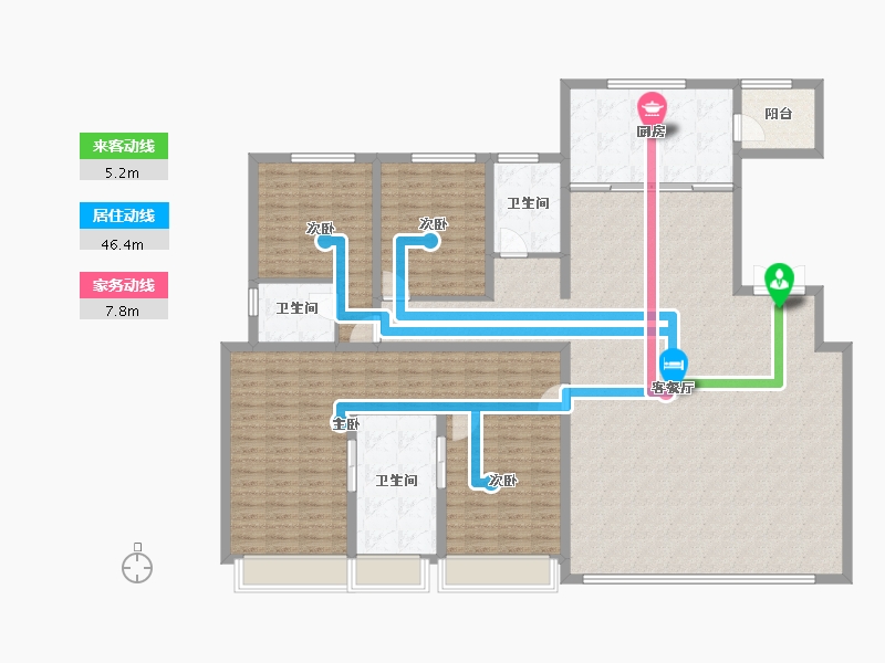 陕西省-西安市-老城根·蓝光雍锦世家-191.51-户型库-动静线