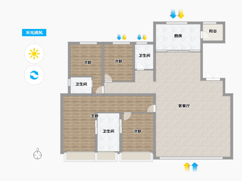 陕西省-西安市-老城根·蓝光雍锦世家-191.51-户型库-采光通风