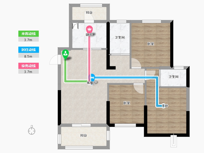 湖南省-长沙市-宇业东方红郡-82.26-户型库-动静线