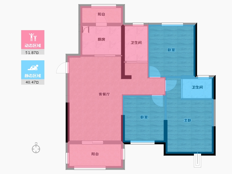 湖南省-长沙市-宇业东方红郡-82.26-户型库-动静分区