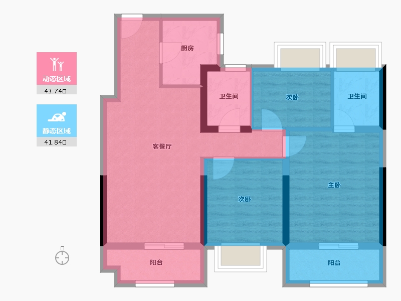 湖北省-武汉市-青青佳园-75.57-户型库-动静分区