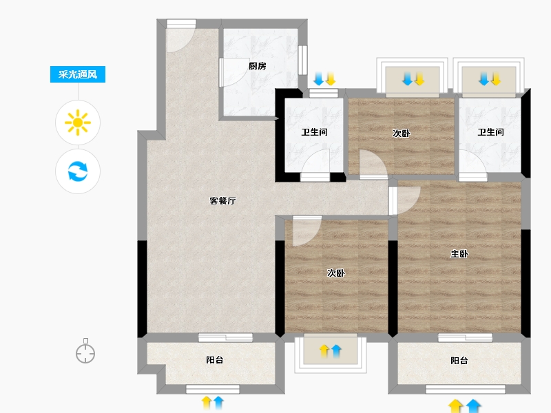 湖北省-武汉市-青青佳园-75.57-户型库-采光通风