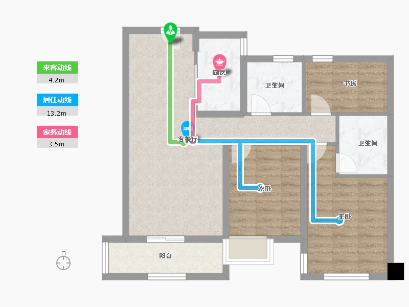 福建省-漳州市-风华雅居-74.40-户型库-动静线