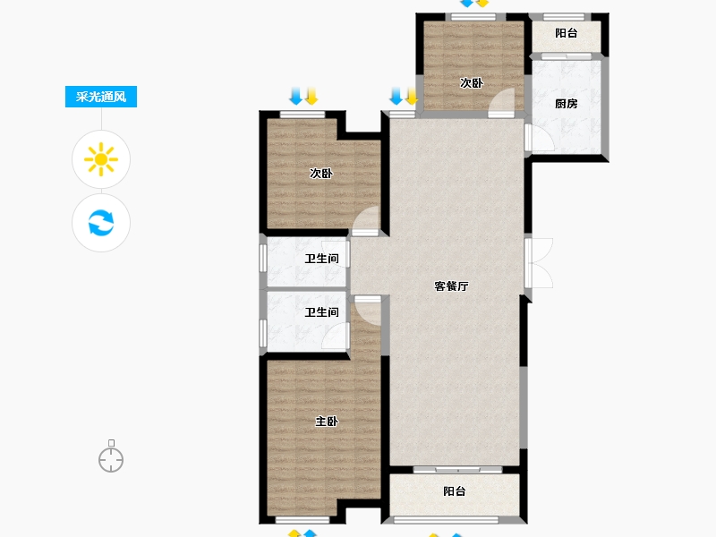 宁夏回族自治区-银川市-金盛阅景-124.00-户型库-采光通风