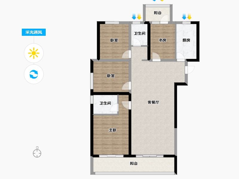 河南省-郑州市-永威金桥西棠-113.60-户型库-采光通风