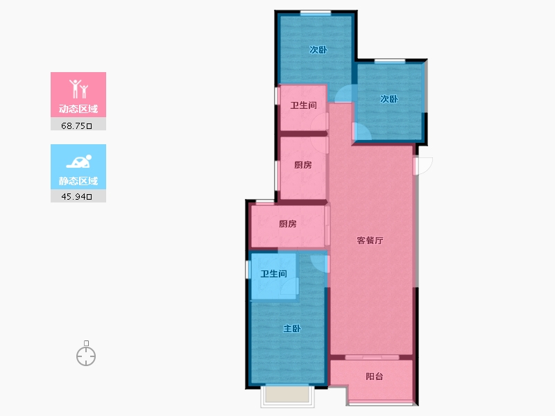 陕西省-西安市-领航悦宸-102.96-户型库-动静分区