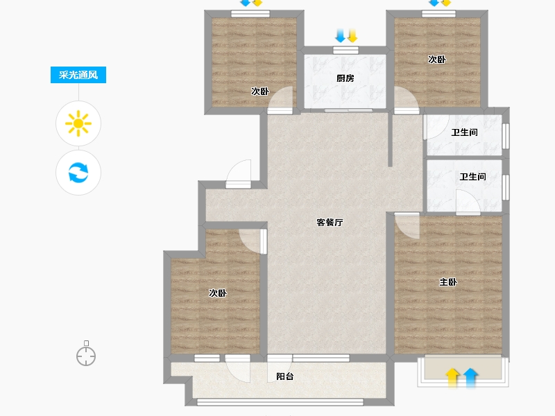 山东省-潍坊市-中梁龙玺台-108.00-户型库-采光通风