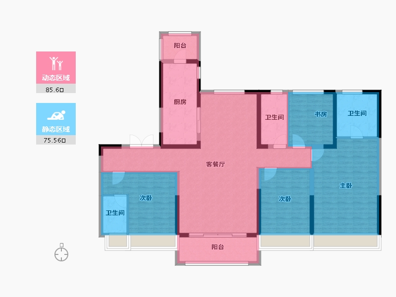 陕西省-西安市-西安碧桂园阅江府-145.41-户型库-动静分区