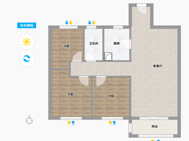 湖北省-武汉市-海林康桥官邸-78.40-户型库-采光通风