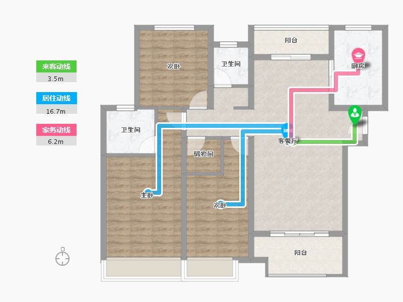 陕西省-西安市-西港碧水湾-103.64-户型库-动静线