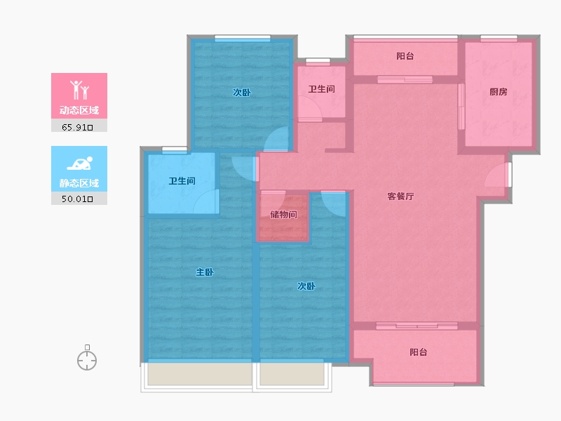 陕西省-西安市-西港碧水湾-103.64-户型库-动静分区