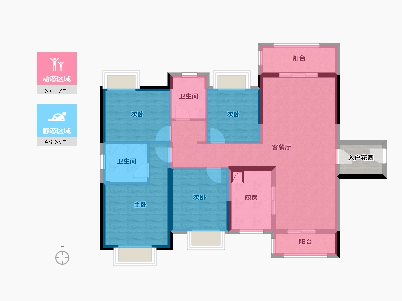 湖南省-长沙市-宁乡美的城-103.13-户型库-动静分区