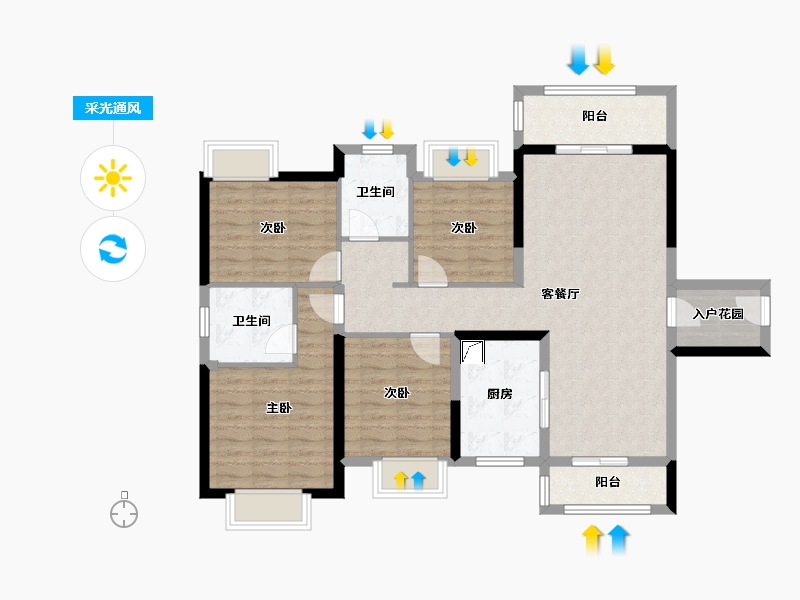 湖南省-长沙市-宁乡美的城-103.13-户型库-采光通风