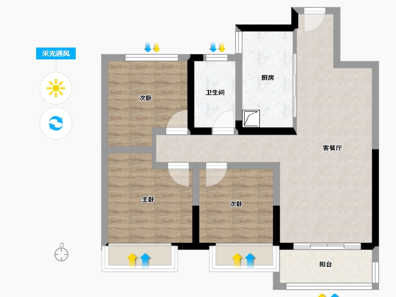 山东省-济南市-中建·蔚蓝之城-81.30-户型库-采光通风