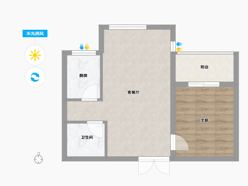 陕西省-西安市-大兴九臻-44.37-户型库-采光通风