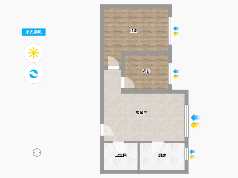 陕西省-西安市-当代宏府MOMA-50.34-户型库-采光通风