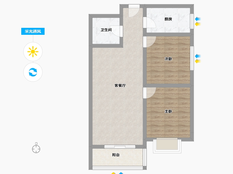 陕西省-西安市-名仕华庭-64.45-户型库-采光通风