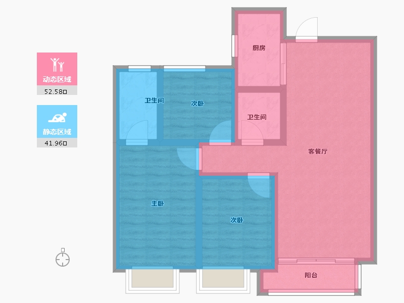 陕西省-西安市-盛唐融城-84.00-户型库-动静分区