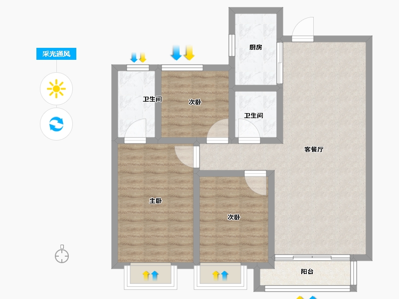 陕西省-西安市-盛唐融城-84.00-户型库-采光通风