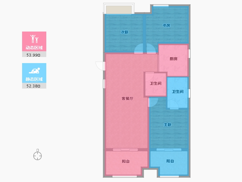 陕西省-西安市-大兴九臻-95.71-户型库-动静分区