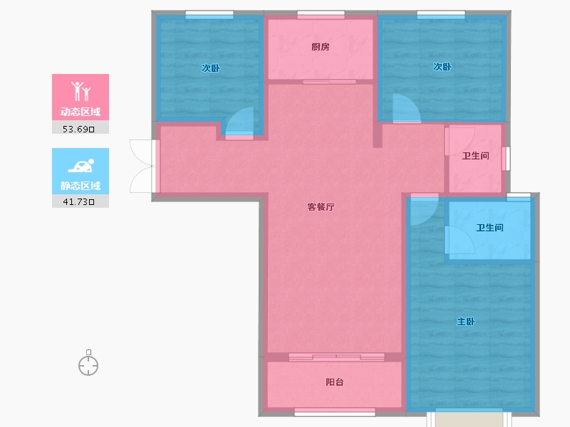 陕西省-西安市-长虹·四季-85.29-户型库-动静分区