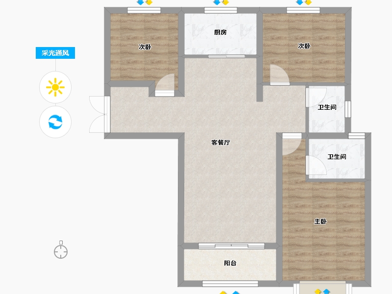 陕西省-西安市-长虹·四季-85.29-户型库-采光通风