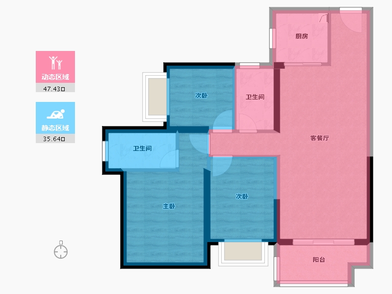 广东省-珠海市-五洲东方墅-73.69-户型库-动静分区