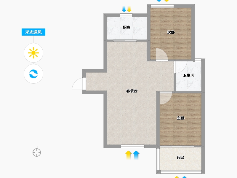 陕西省-西安市-天朗·熙湖-68.40-户型库-采光通风