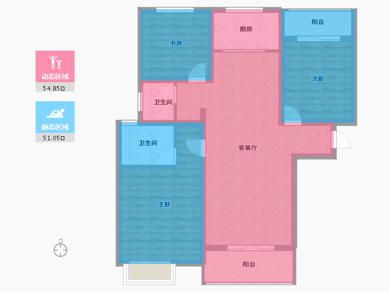 陕西省-西安市-天鹅湖-94.96-户型库-动静分区