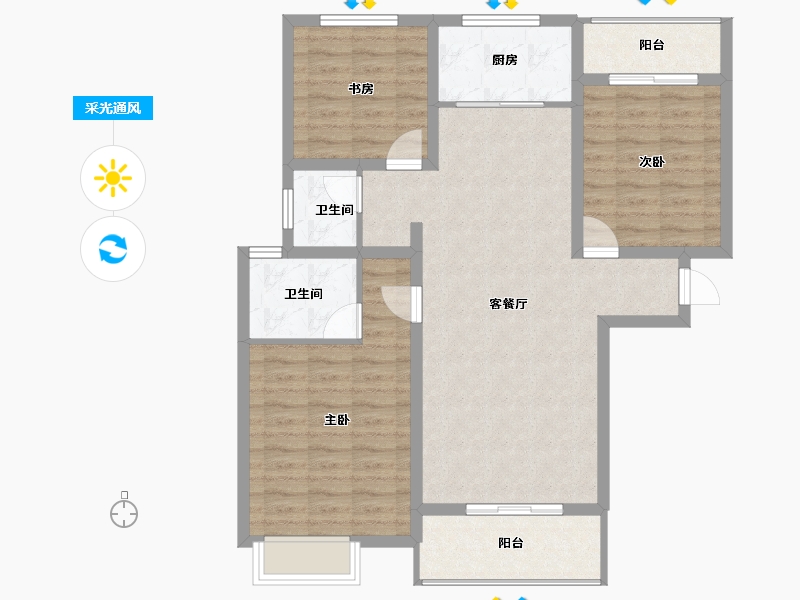 陕西省-西安市-天鹅湖-94.96-户型库-采光通风