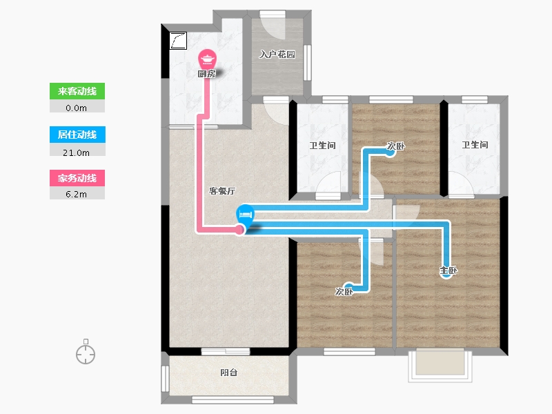 湖北省-武汉市-​万科高尔夫熙岸-88.00-户型库-动静线