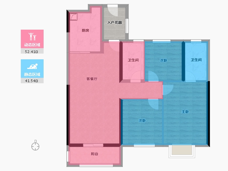 湖北省-武汉市-​万科高尔夫熙岸-88.00-户型库-动静分区