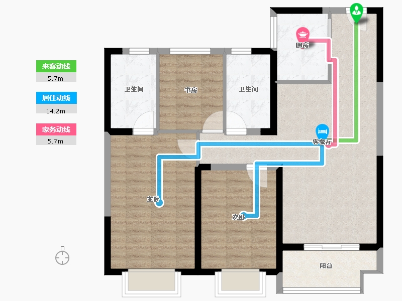 陕西省-西安市-德信·西宸府-86.96-户型库-动静线