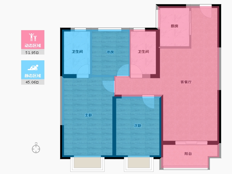 陕西省-西安市-德信·西宸府-86.96-户型库-动静分区