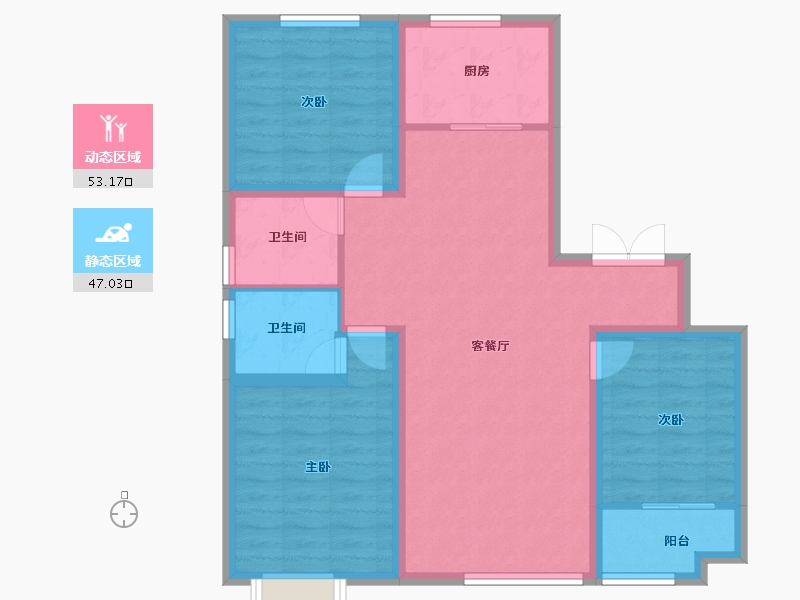 山东省-潍坊市-城投奥文公馆-89.84-户型库-动静分区