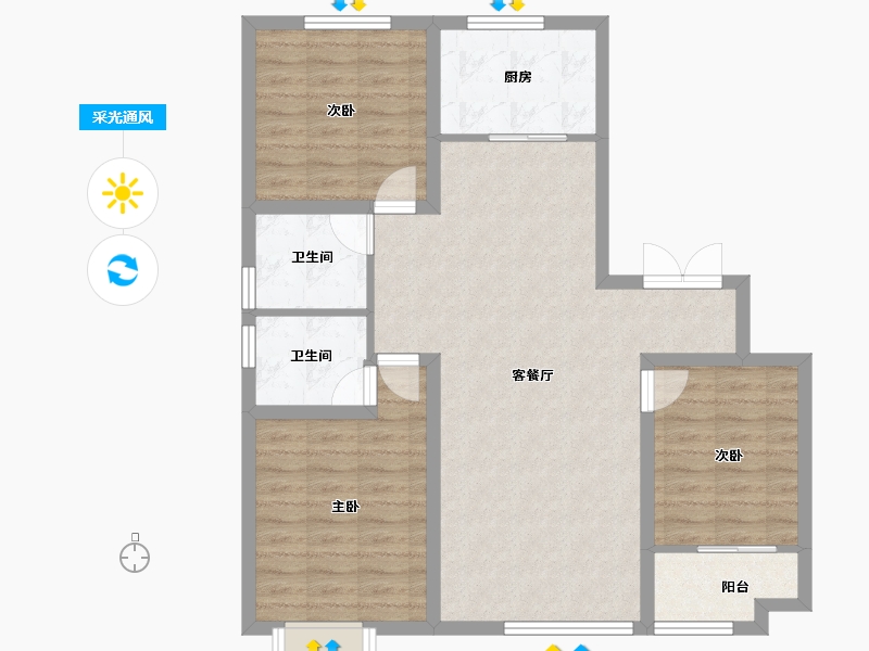 山东省-潍坊市-城投奥文公馆-89.84-户型库-采光通风