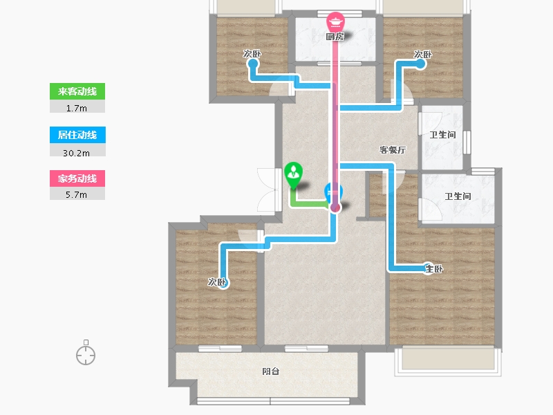 陕西省-西安市-万联锦绣翡翠湾-102.92-户型库-动静线