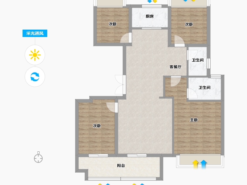 陕西省-西安市-万联锦绣翡翠湾-102.92-户型库-采光通风