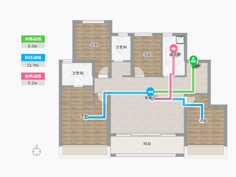 江苏省-无锡市-璞悦滨湖望-104.63-户型库-动静线