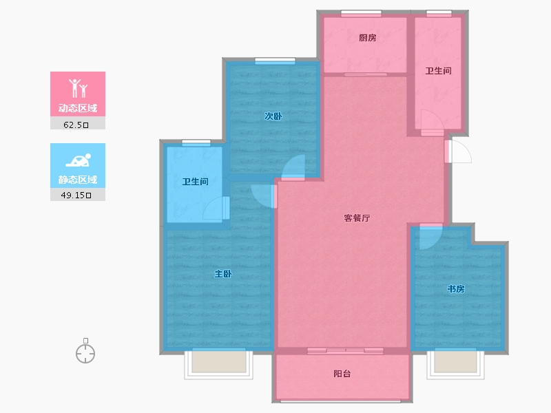 陕西省-西安市-天鹅湖-100.15-户型库-动静分区