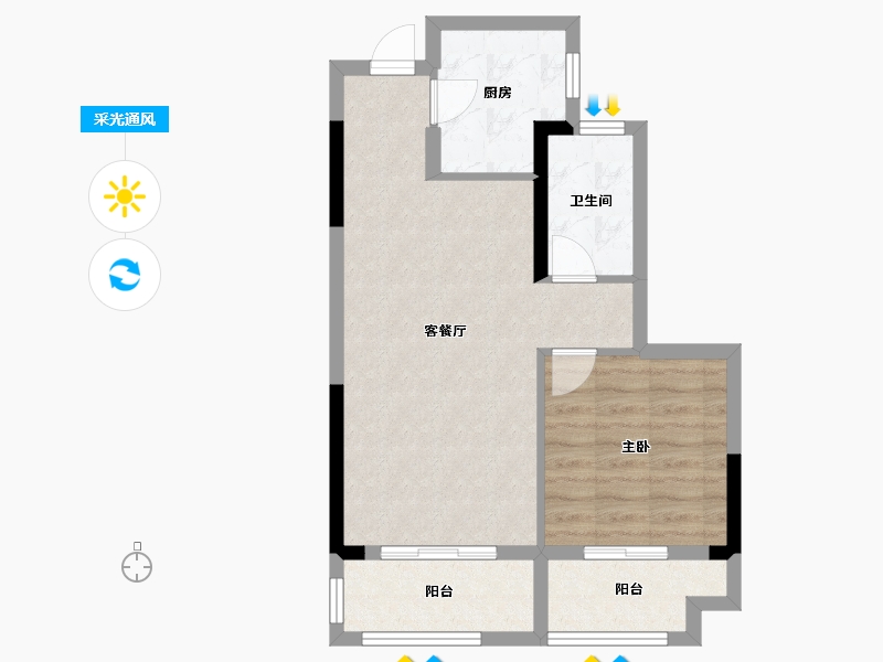 湖北省-武汉市-百瑞景滨江生活区-57.03-户型库-采光通风